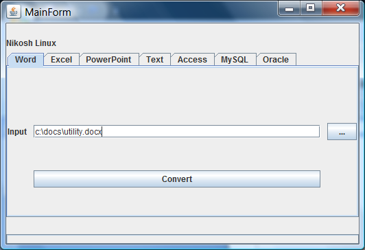 MS Word document conversion screen 