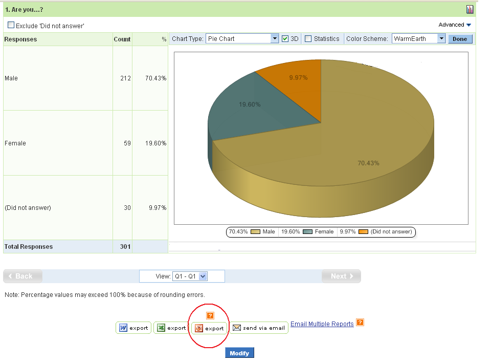 Chart preview in Zarca solution