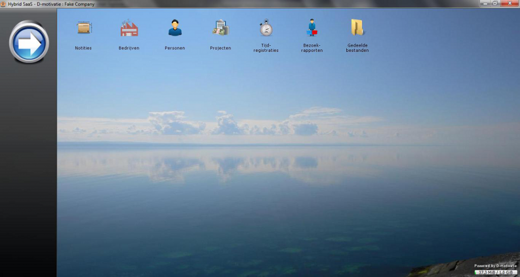 Preview of main screen of SAAS system