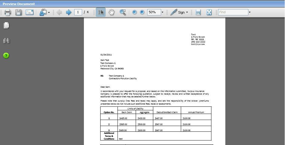 Preview of resultant document