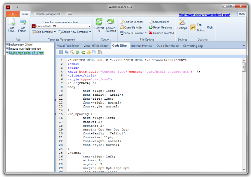 Word to HTML conversion preview