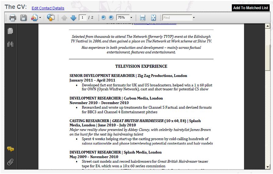 Preview of output in PDF format