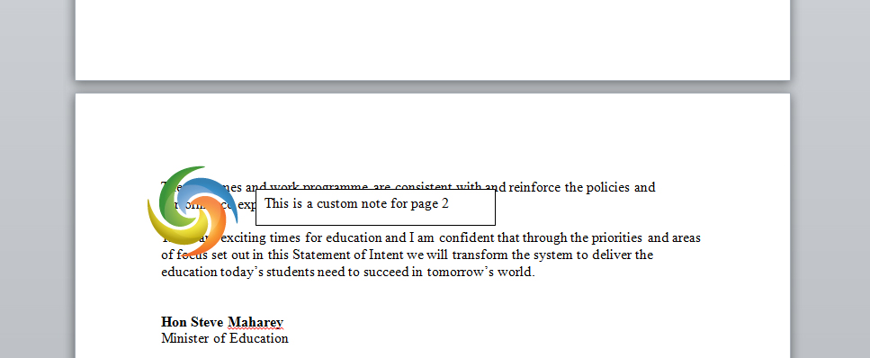 An image added to every page of a Microsoft Word document