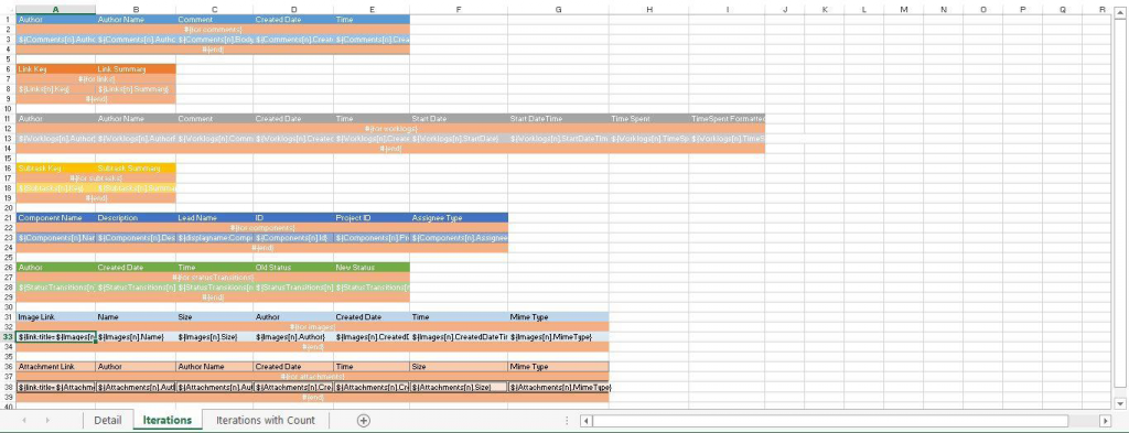 Content exported in Excel format from JIRA