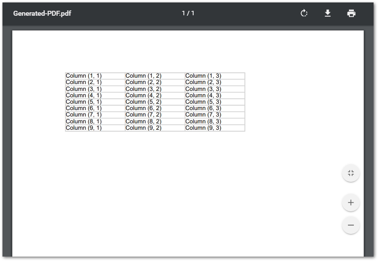 create table in pdf using C#