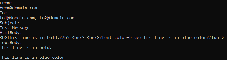 Output generated by the sample code
