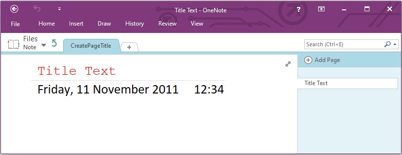 إنشاء عنوان صفحة OneNote باستخدام نمط النص في C#