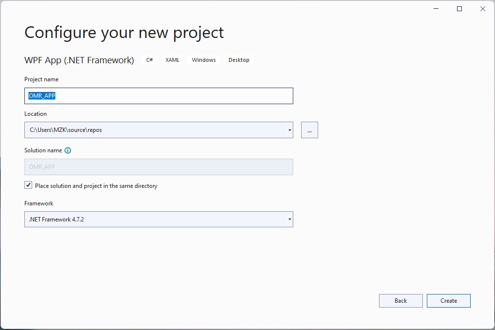 قم بتكوين مشروع تطبيق WPF الخاص بك