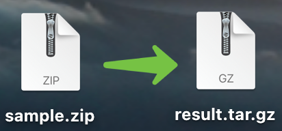 محول ZIP إلى TAR.GZ