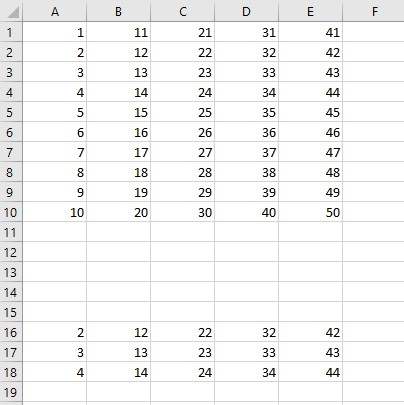Image showing the copied rows