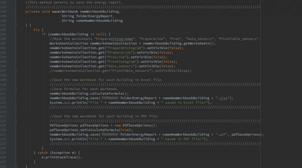 Figure 3 - Example of file saving method using Aspose.Cells for Java