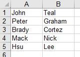 Image of the output Excel file showing the text split into two columns