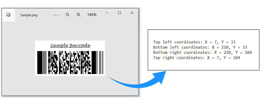 Holen Sie sich die X- und Y-Koordinaten des Barcodes