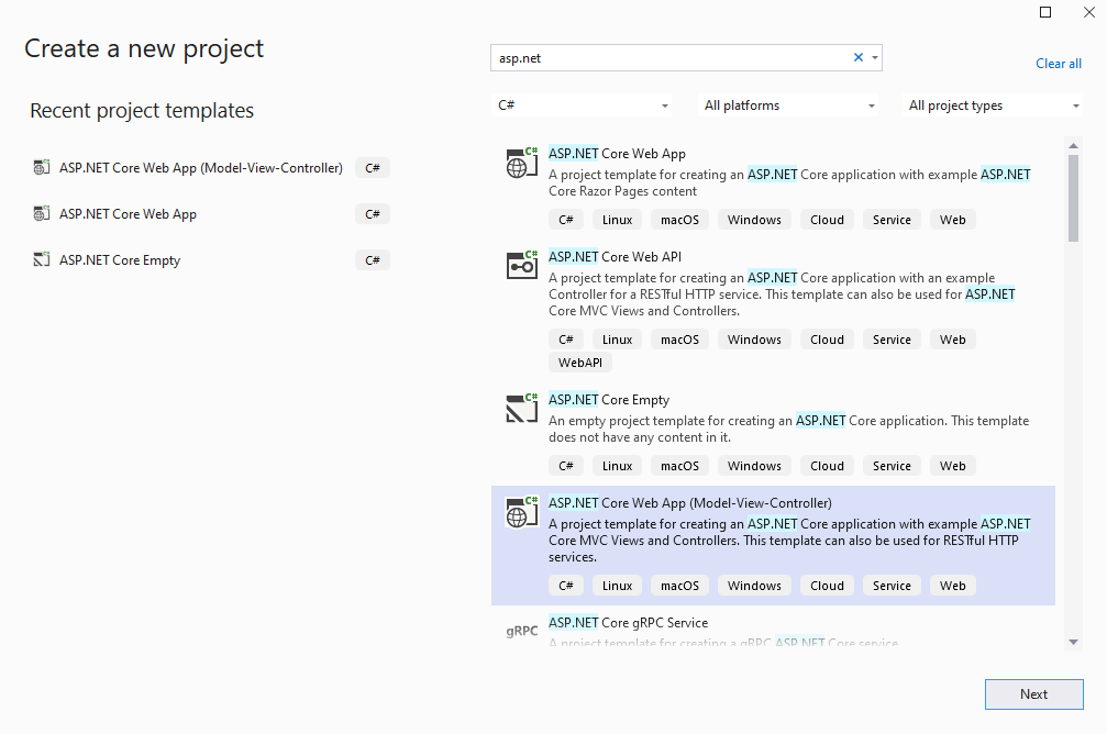 ASP.NET-Projekt erstellen