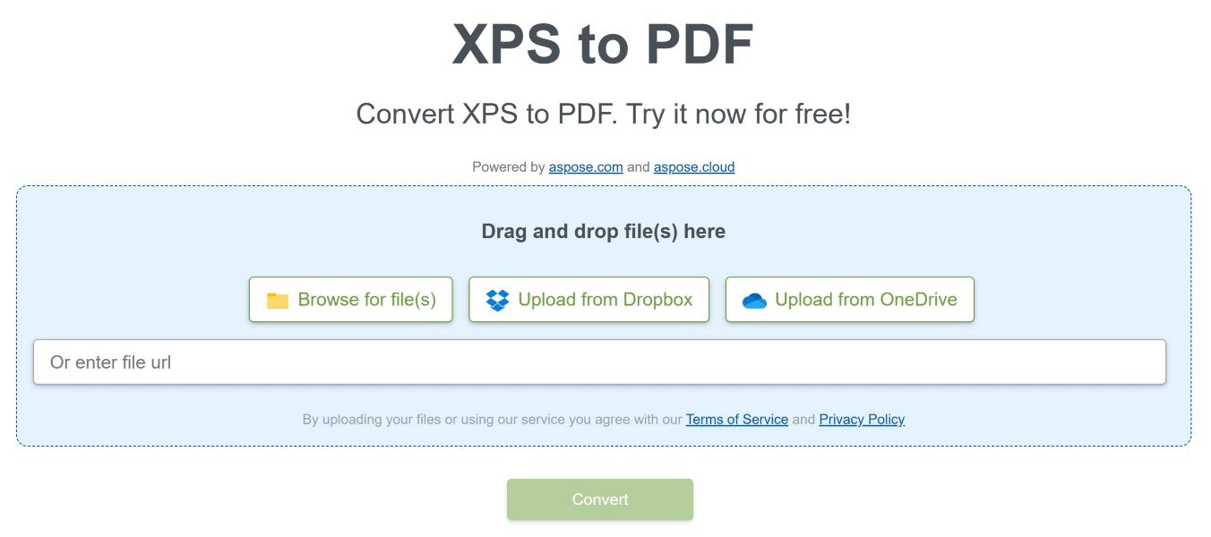 Kostenloser Online-Konverter von XPS in PDF