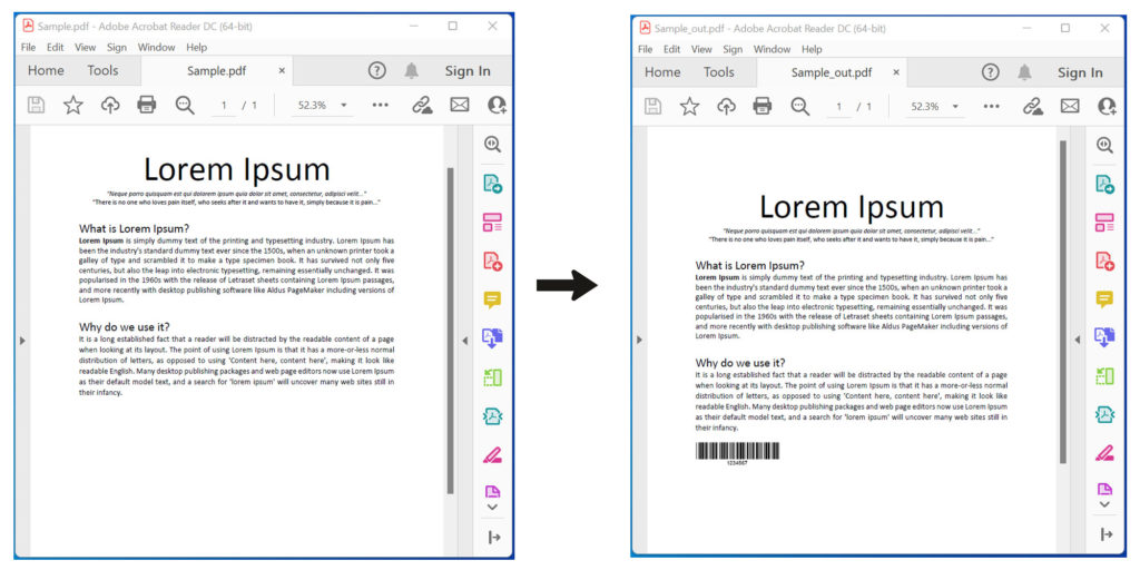 Barcode zu einem bestehenden PDF-Dokument in C# hinzufügen.