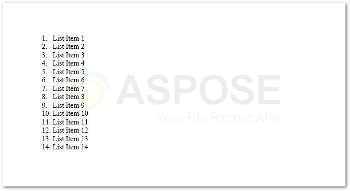 Liste in Word docx in Java einfügen