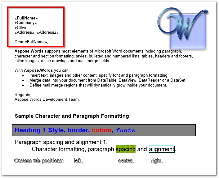 Word-Vorlage für Serienbriefe