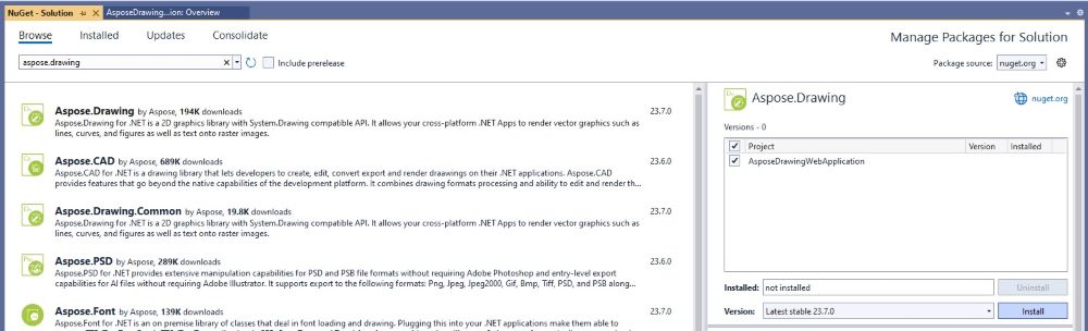 Instalar Aspose.Dibujo para .NET