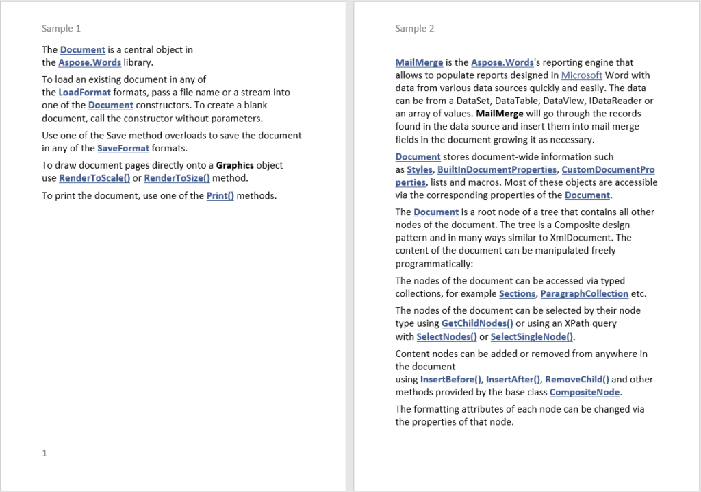 Documento combinado de Word generado usando ImportFormatOptions::UseDestinationStyles