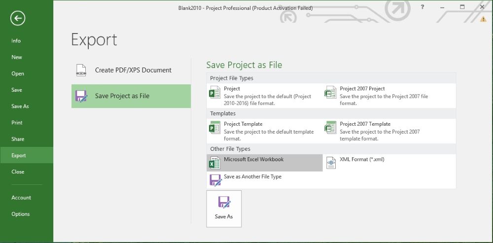 Convert MS Project to Excel Manually