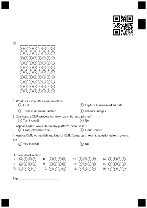 Créer une feuille OMR avec un code-barres en C#