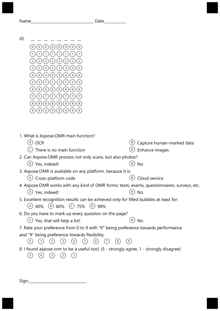 Test OMR à partir du balisage de texte