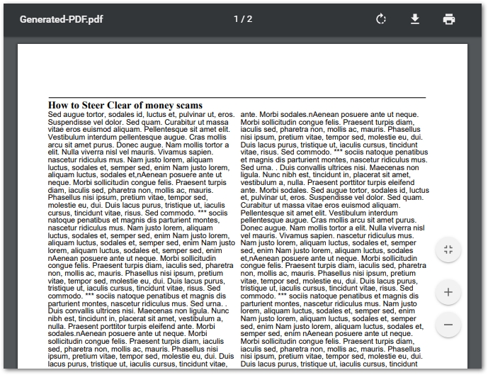 créer un pdf multi-colonnes en utilisant C#