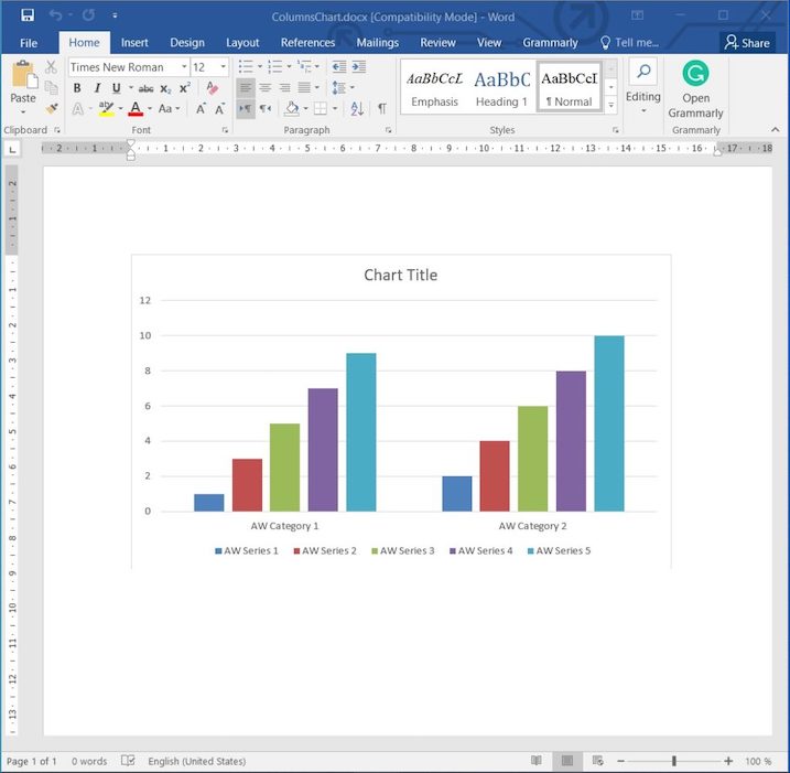 Créer des graphiques en colonnes dans des documents Word avec Python.