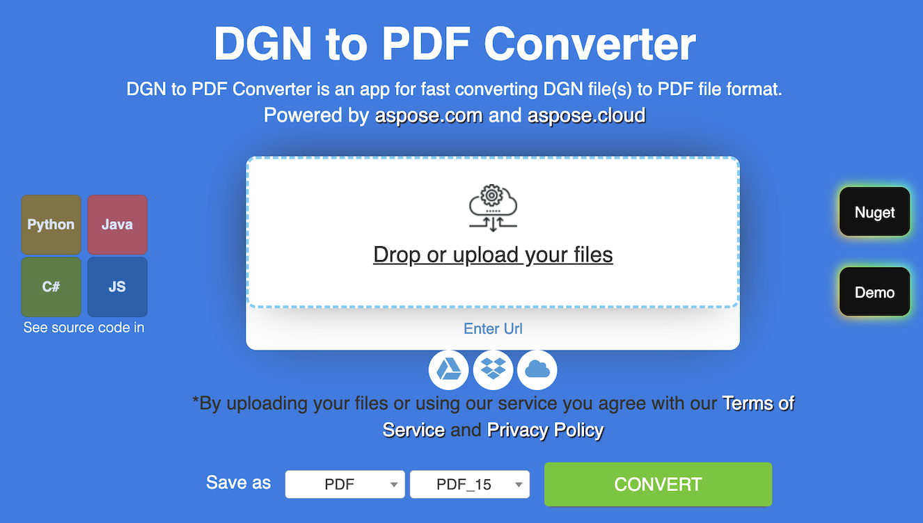 ממיר DGN ל-PDF חינם מקוון