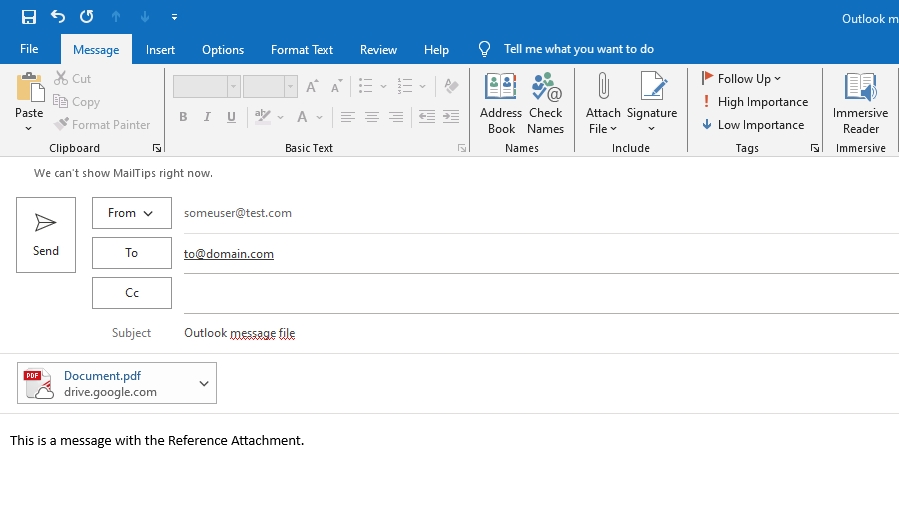 Email Attachment Example - Reference Attachment