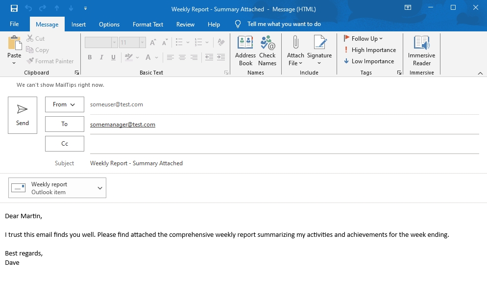 Embedded Message Example