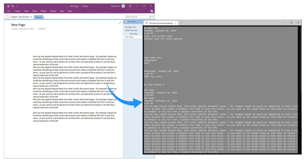 חלץ את כל הטקסט ממסמכי OneNote.