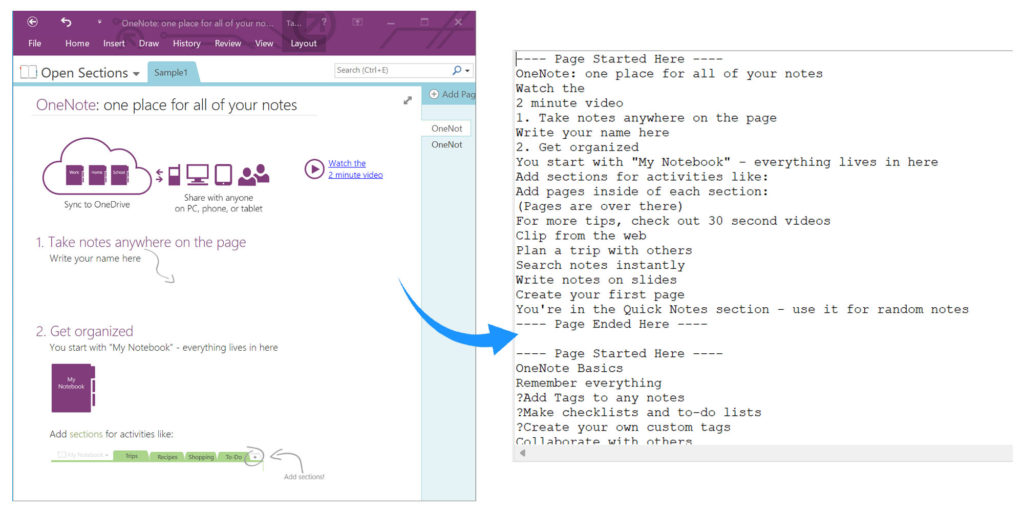 קבל טקסט מדפים ספציפיים של מסמך OneNote ב-Java