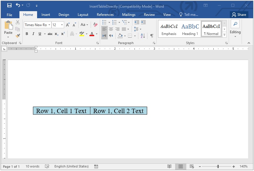 צור טבלה באמצעות Document Object Model (DOM)