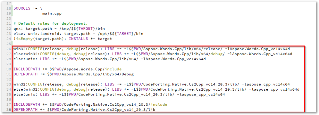 קובץ פרויקט Qt