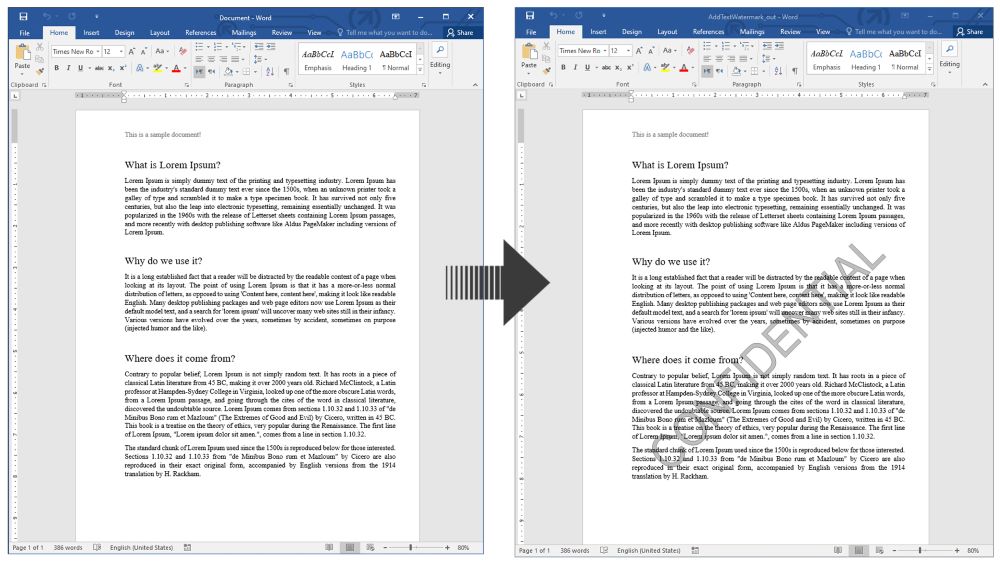 Sisipkan Tanda Air Teks di Dokumen Word menggunakan Python