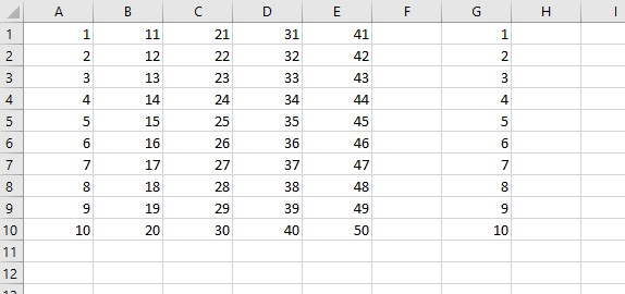 Immagine che mostra la colonna copiata