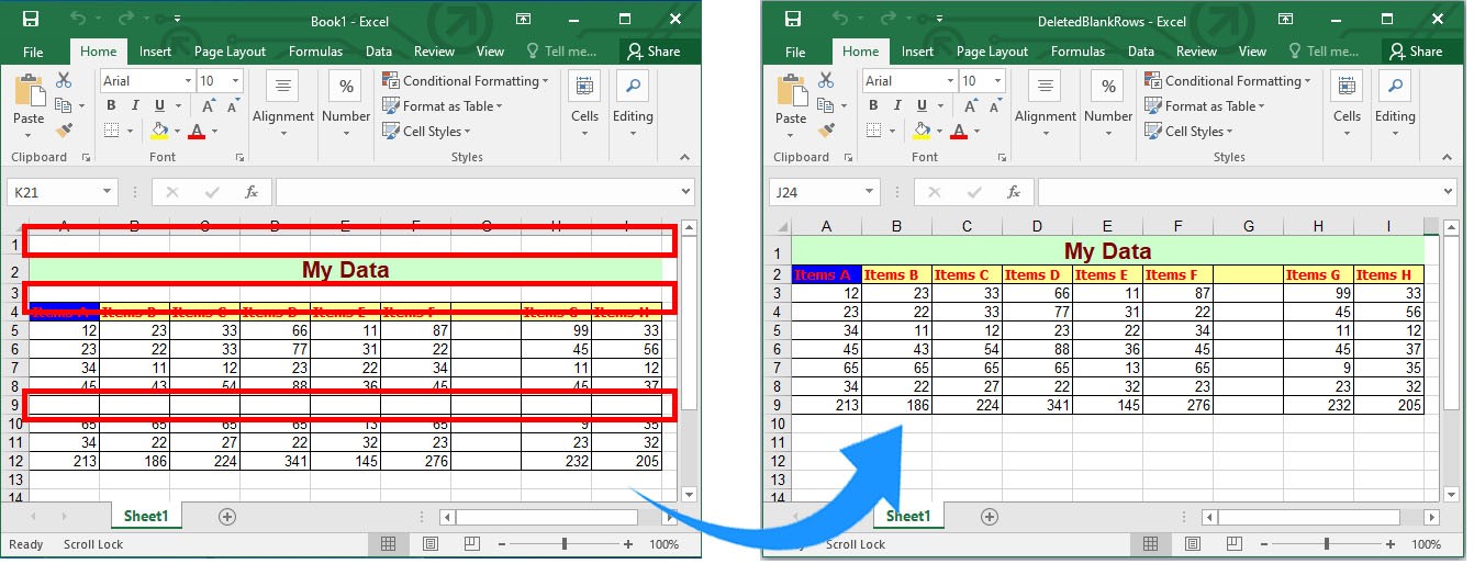 Elimina tutte le righe vuote in Excel utilizzando Python