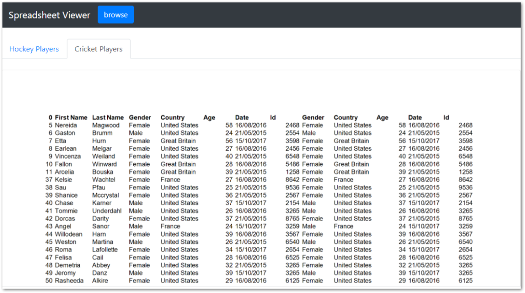 Visualizzatore di Excel in ASP.NET C#