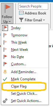 Cancellare il Flag in Outlook