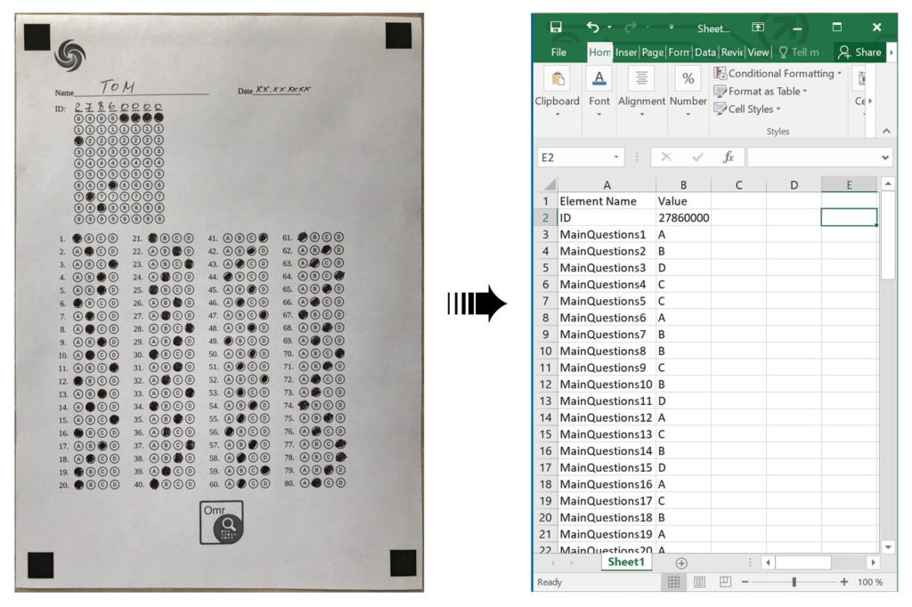 Esegui OMR ed estrai dati dalle immagini