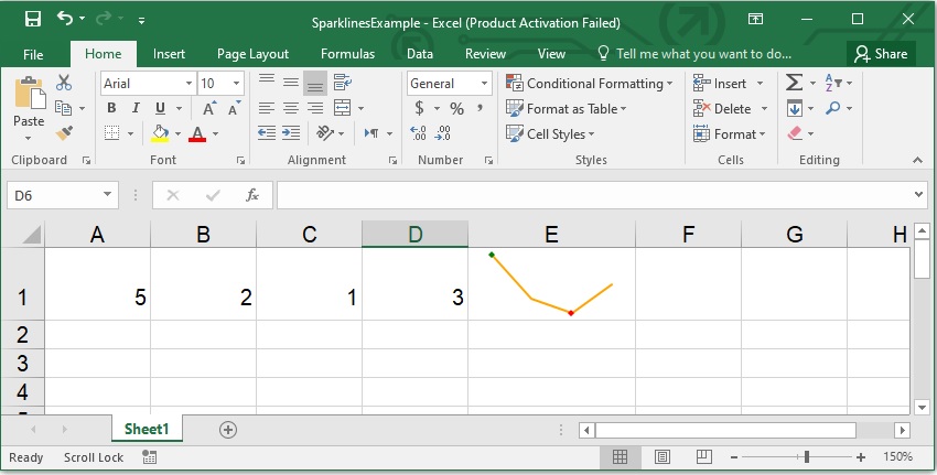 C#を使用してExcelにスパークラインを作成する
