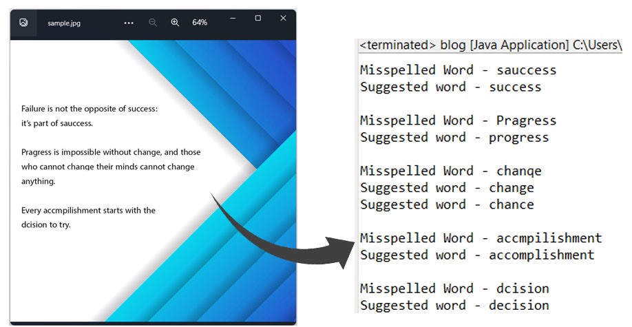 画像からテキストへの OCR と Java でのスペルミスの取得