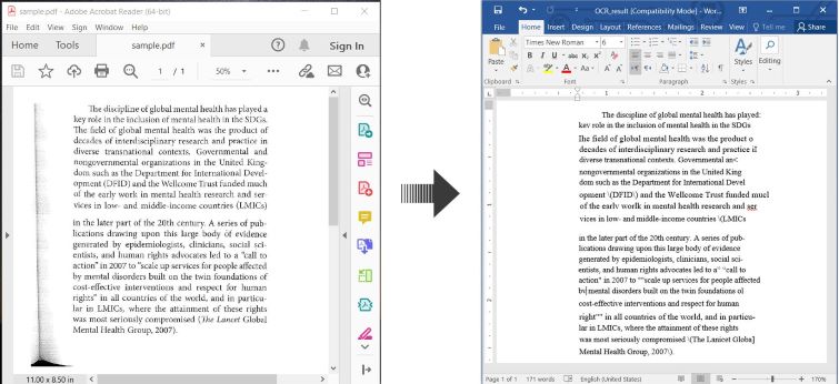 C# で OCR PDF とスキャンした PDF を Word に変換