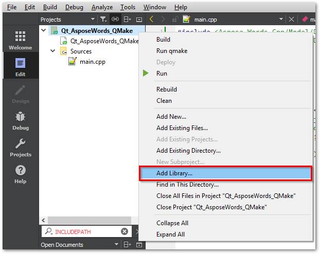 QtにWordライブラリを追加