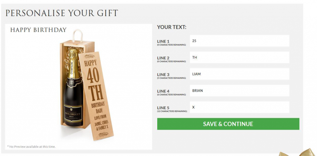 Personalise Gift preview