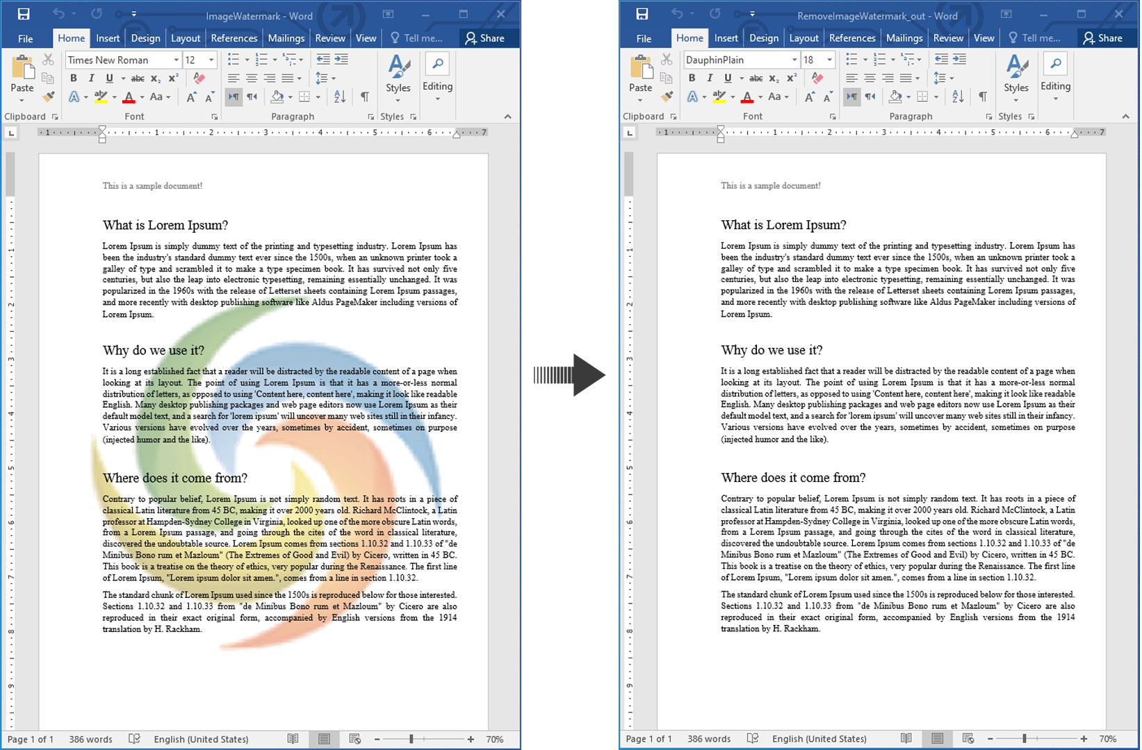 Remover uma marca d'água de imagem de um documento do Word