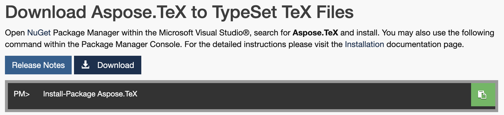 Установка C# TeX API