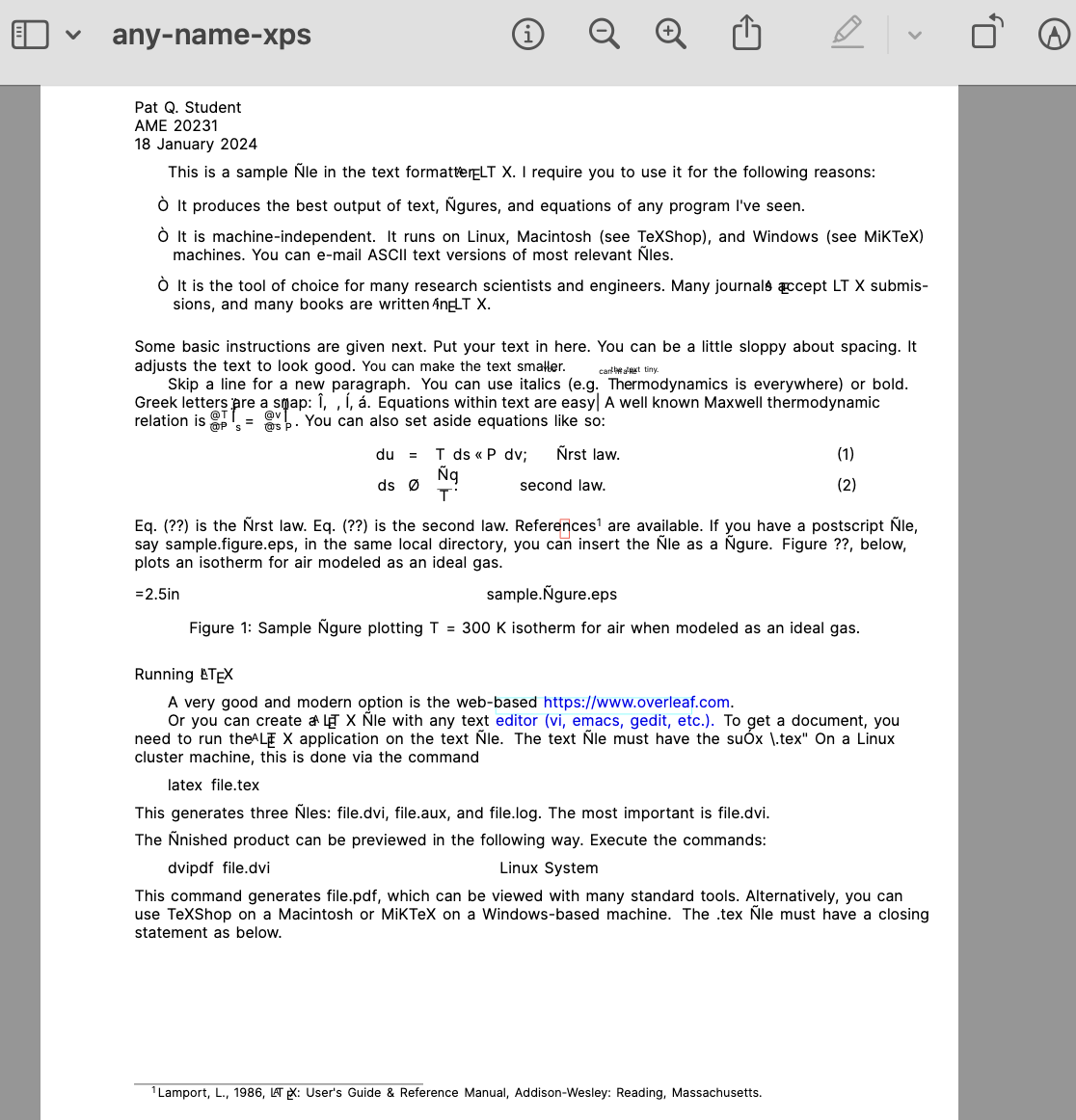 latex to xps